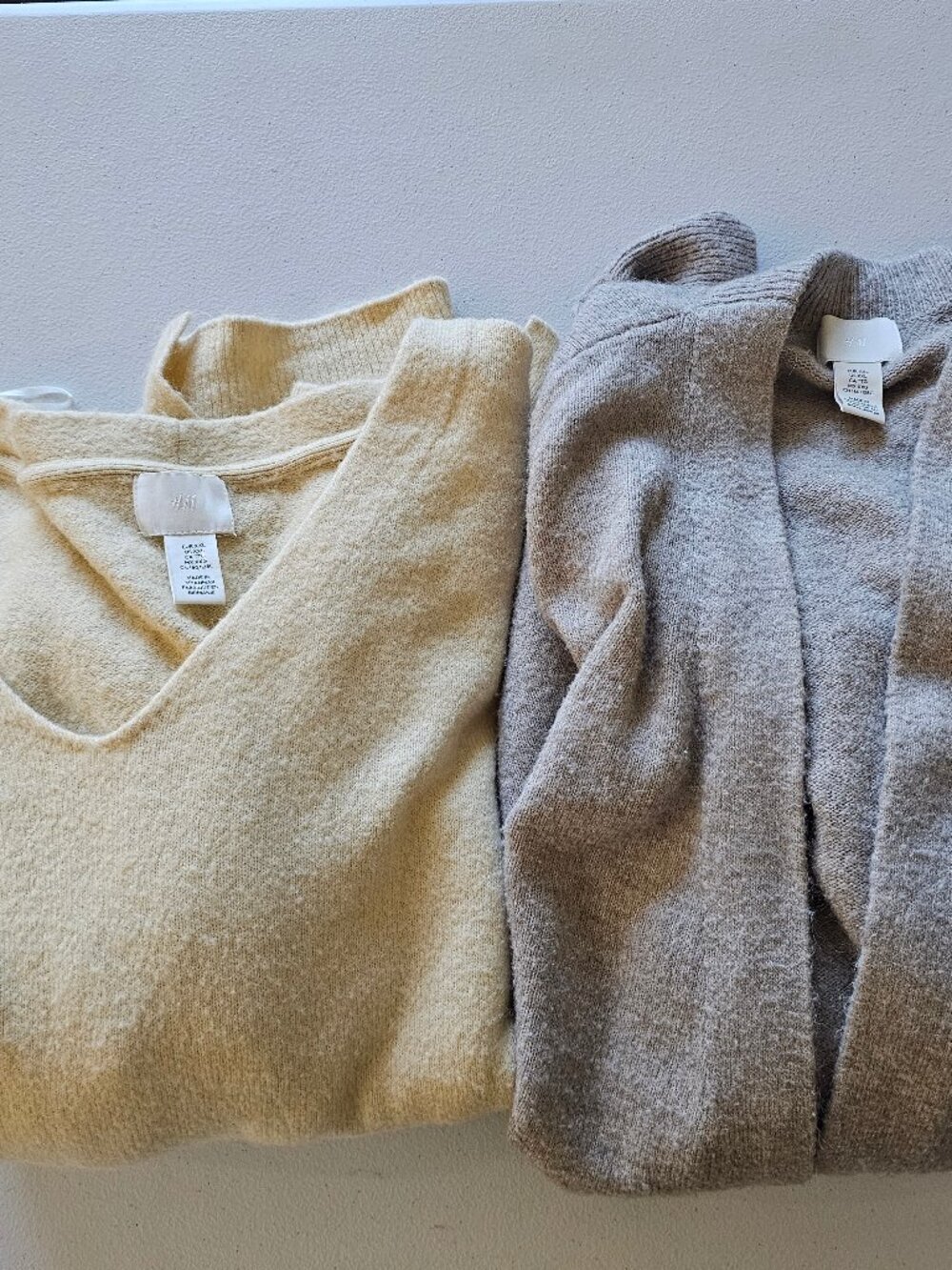 2-pack H&M XXL knit Sweaters | 1 pullover (cream), 1 cardigan (tan)